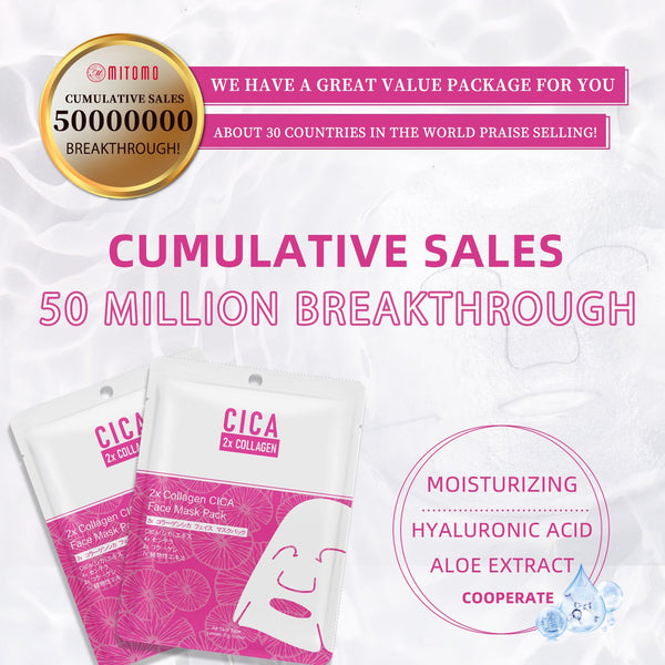 NEW! Popular in JAPAN, 2x Collagen + CICA, Facial Mask Pack [CC001-A-027]