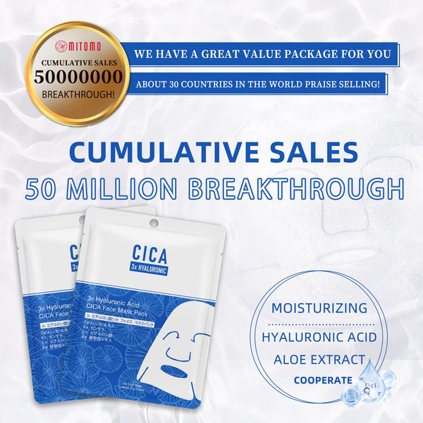 NEW! Popular in JAPAN, 3x Hyaluronic Acid + CICA Facial Mask Pack [CC001-B-027]