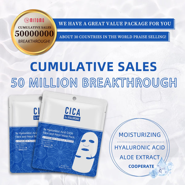 NEW! Popular in JAPAN, 3x Hyaluronic Acid + CICA Face and Neck Mask Pack [CC001-B-035]