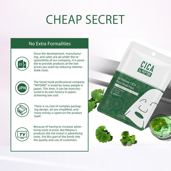 NEW! Popular in JAPAN, 5x Peptide + CICA Facial Mask Pack [CC001-C-027]