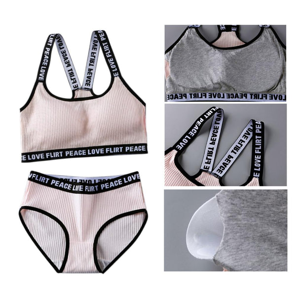 [MPFA00025] MEIPENG Japanese and Korean women's underwear set with no steel ring threaded bra for fitness yoga girls