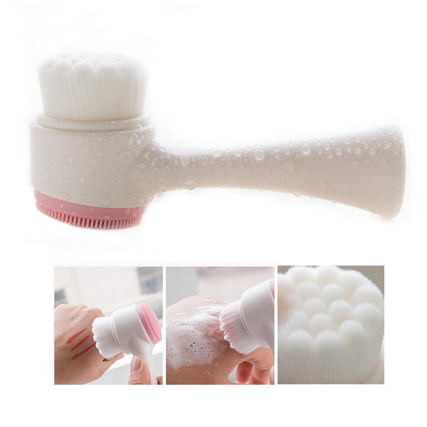 [MPTA00028] MEIPENG 3D silica gel face brush hand cleaning brush facial cleaner soft hair on both sides black