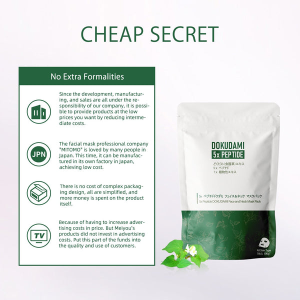 NEW! Popular in JAPAN 5x Peptide + DOKUDAMI Weekly Facial Mask Pack (7 Sheets) [DD001-C-100]