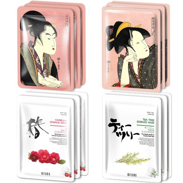 [TKJP00512-04-012]MITOMO Type D [JP UKIYOE trial set 12 sheets] Beautiful skin face mask - Made in Japan - Reward yourself, moisturize your skin.