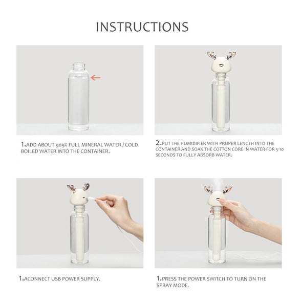 [MPEA00009] MEIPENG Deer's horn humidifier USB bottle cap plug in portable ins Xiaomeng home office water bottle humidifier