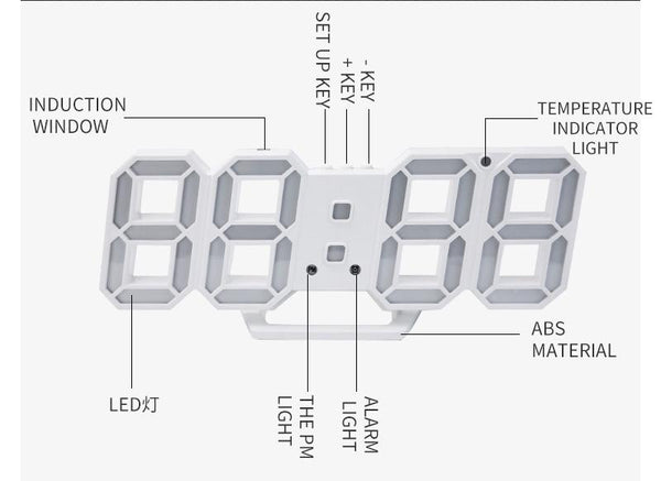 [MPEA00011] MEIPENG Korean 3dled digital clock living room wall clock new electronic clock alarm clock 3D stereo clock