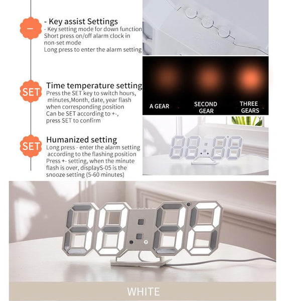 [MPEA00011] MEIPENG Korean 3dled digital clock living room wall clock new electronic clock alarm clock 3D stereo clock