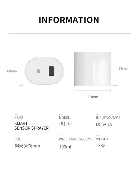 [MPEA00008] MEIPENG New alcohol disinfector induction automatic atomizer, hand held atomizing humidifier portable intelligent induction spray