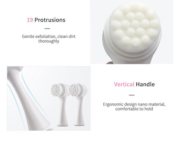 [MPTA00028] MEIPENG 3D silica gel face brush hand cleaning brush facial cleaner soft hair on both sides black