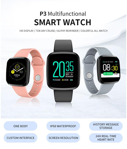 【MPEA00001】MEIPENG P3 multifunctional smart watch blood pressure and heart rate monitoring Bluetooth large screen waterproof sports watch for men and women