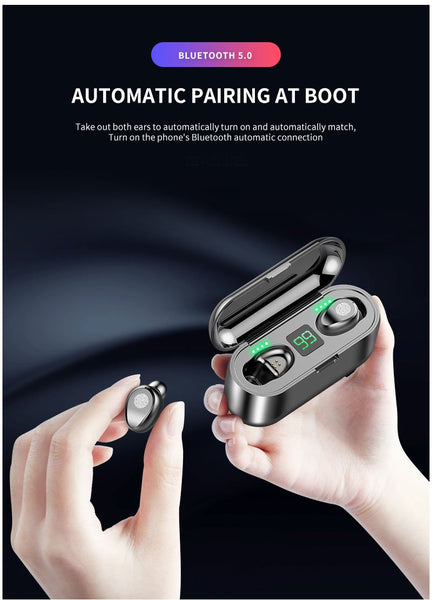 【MPEA00002】MEIPENG F9 Bluetooth headset tws5.0 touch LED power display emergency power true wireless headset