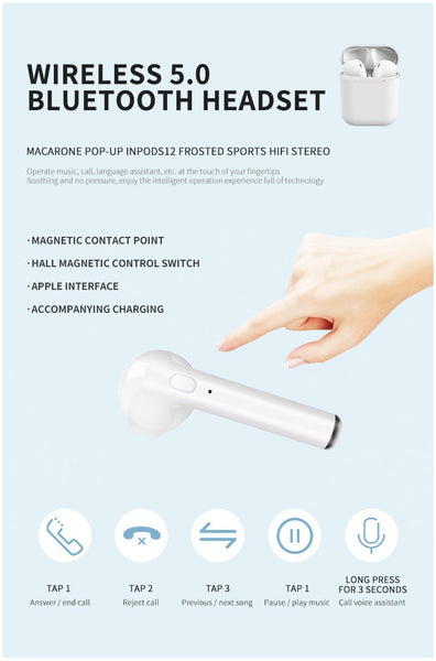 【MPEA00003】MEIPENG Request timedout. Macarone pop-up inpods12 frosted sports hifi stereo wireless 5.0 Bluetooth headset