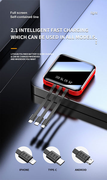 【MPEA00004】MEIPENG New power bank Mini self-contained line three wire large capacity digital display mobile power supply
