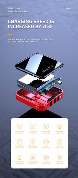 【MPEA00004】MEIPENG New power bank Mini self-contained line three wire large capacity digital display mobile power supply