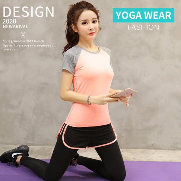 [MPFA00004] MEIPENG yoga wear suit  women spring and summer new style loose short-sleeved quick-drying clothes gym professional running sports suit women