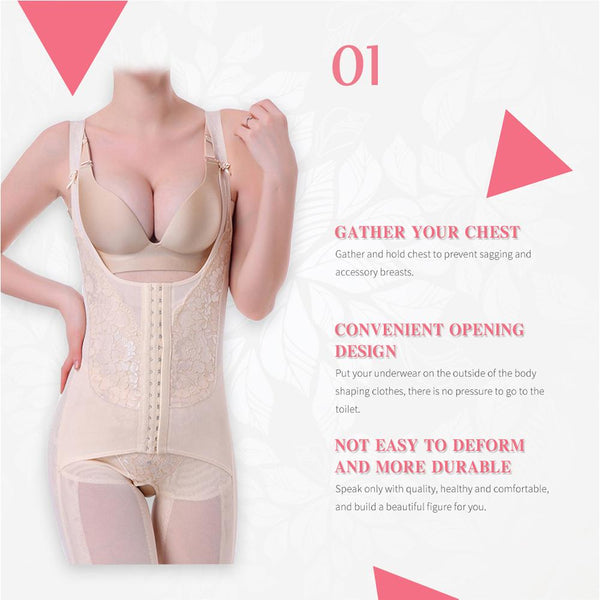 [MPFA00016] MEIPENG Bodysuit Suit Women Slimming Body Shape Floral Lace Wide Straps Hooks Tummy Control