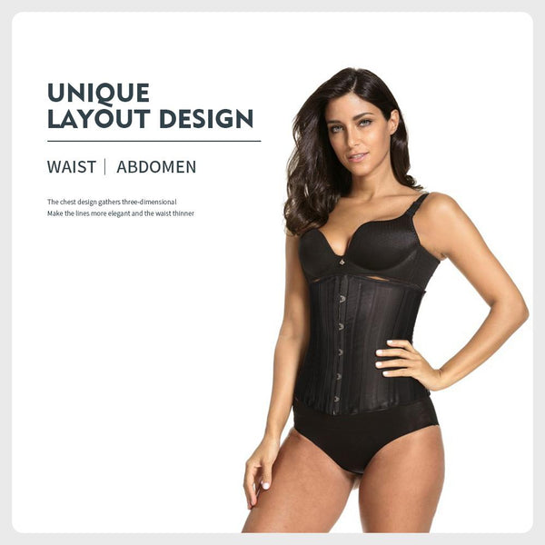 [MPFA00020] MEIPENG 26 Double Steel Boned Waist Training Black Satin Underbust Shaper Corset