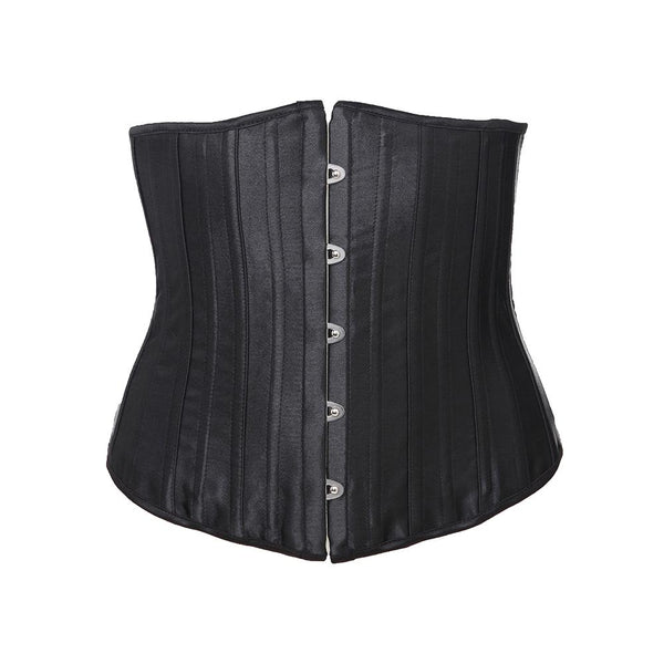 [MPFA00020] MEIPENG 26 Double Steel Boned Waist Training Black Satin Underbust Shaper Corset