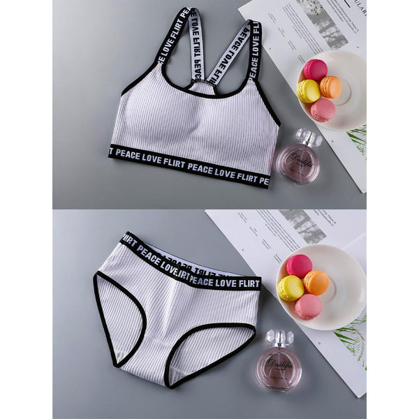 [MPFA00025] MEIPENG Japanese and Korean women's underwear set with no steel ring threaded bra for fitness yoga girls