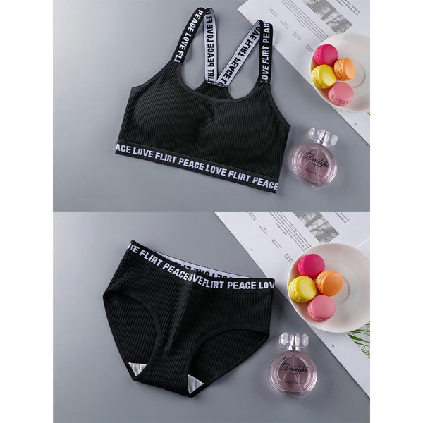 [MPFA00025] MEIPENG Japanese and Korean women's underwear set with no steel ring threaded bra for fitness yoga girls