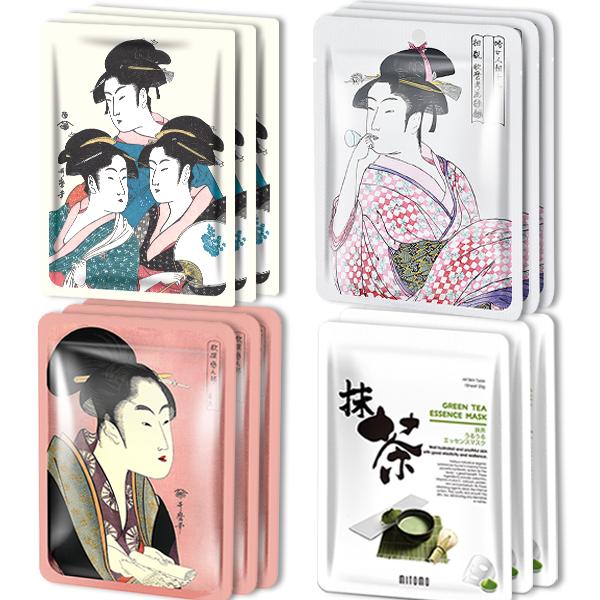[TKJP00512-07-012]MITOMO Type G [JP UKIYOE trial set 12 sheets] Beautiful skin face mask - Made in Japan - Reward yourself, moisturize your skin.