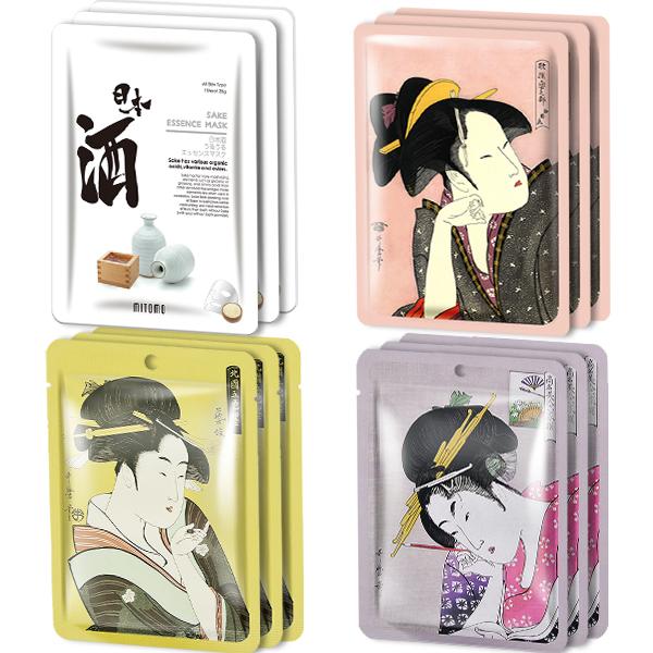 [TKJP00512-08-012]MITOMO Type H [JP UKIYOE trial set 12 sheets] Beautiful skin face mask - Made in Japan - Reward yourself, moisturize your skin.