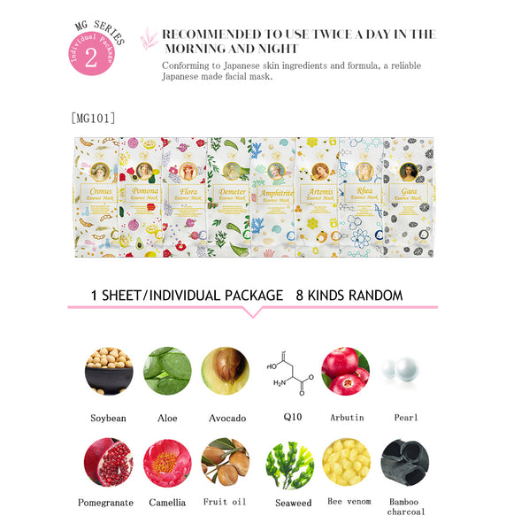 [LBPRMG030] MITOMO MG Lucky Box Skincare Beauty Face Mask Sheet bundles-Made in Japan- Type:12 SKU- 30 pcs