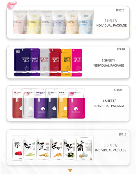 [LBPRHS030] MITOMO HS Lucky Box Skincare Beauty Face Mask Sheet bundles-Made in Japan- Type:12 SKU- 30 pcs