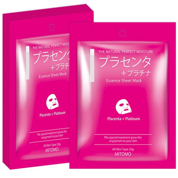 Mitomo Placenta + Platinum Vibrancy Soothing Facial Essence Mask MC001-A-4