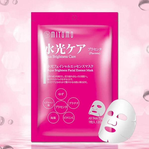 Mitomo Japan Placenta Snowing Care Facial Essence Mask 7 PCS/Pack MT101-C-4