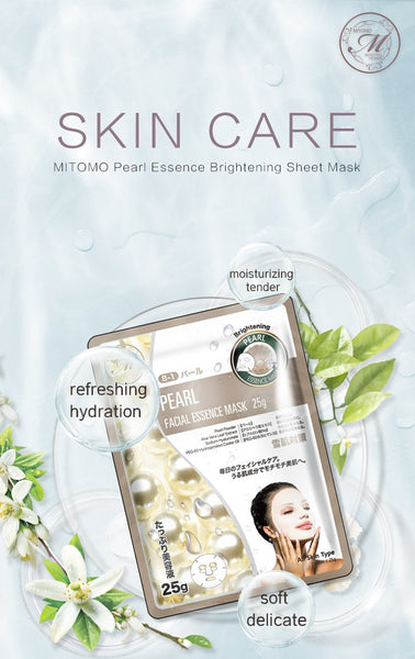 MITOMO Natural Pearl Brightening Facial Essence Mask MT512-B-1