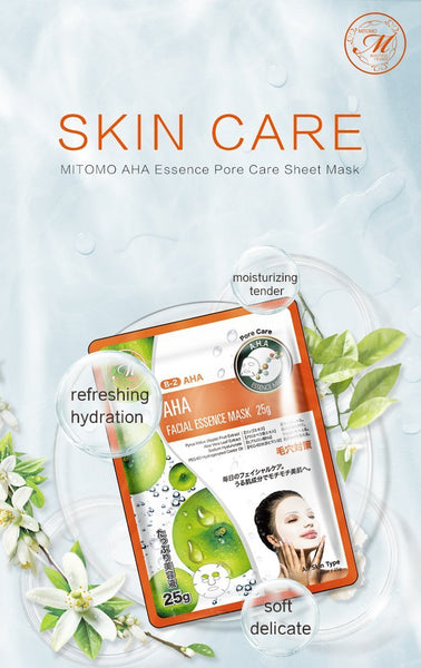 MITOMO Natural AHA Pore Care Facial Essence Mask MT512-B-2