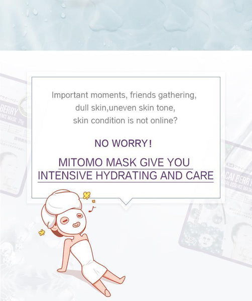 MITOMO Natural Acai Berry Brightening Facial Essence Mask MT512-B-4