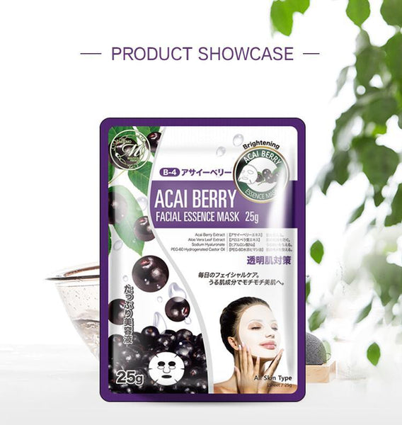 MITOMO Natural Acai Berry Brightening Facial Essence Mask MT512-B-4