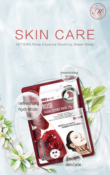 MITOMO Natural Rose Soothing Facial Essence Mask MT512-C-3