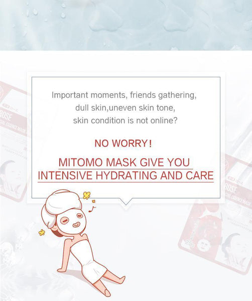 MITOMO Natural Rose Soothing Facial Essence Mask MT512-C-3