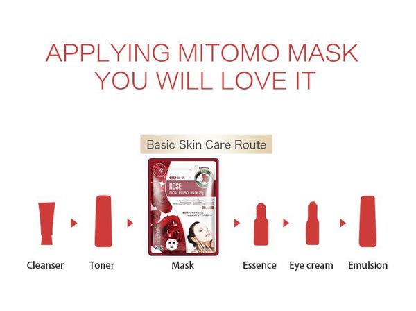 MITOMO Natural Rose Soothing Facial Essence Mask MT512-C-3