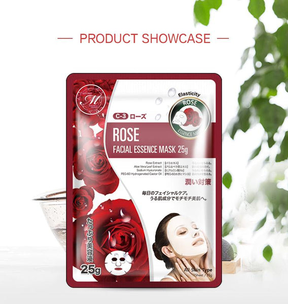MITOMO Natural Rose Soothing Facial Essence Mask MT512-C-3
