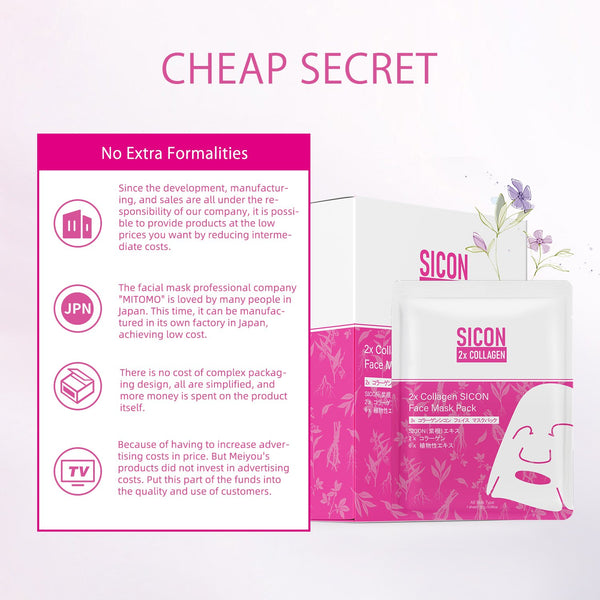 NEW! Popular in JAPAN 2x Collagen SICON Face Facial Mask Pack [SI001-A-027]