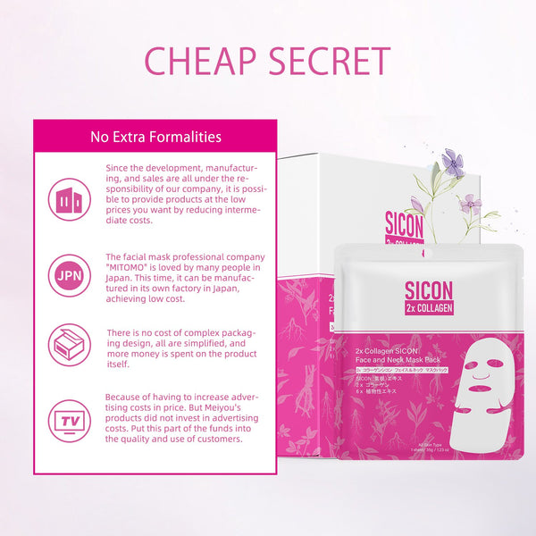 NEW! Popular in JAPAN 2x Collagen SICON Face and Neck Mask Pack [SI001-A-035]
