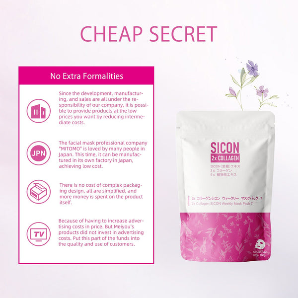 NEW! Popular in JAPAN 2x Collagen SICON Weekly Facial Mask Pack 7 [SI001-A-100]