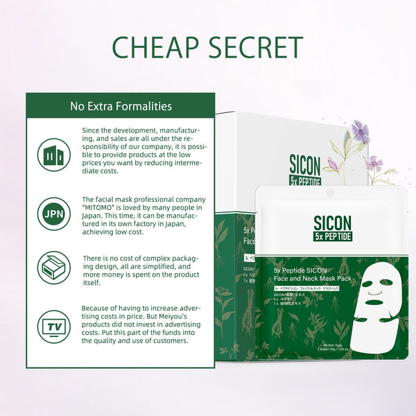 NEW! Popular in JAPAN 5x Peptide SICON Face and Neck Mask Pack [SI001-C-035]