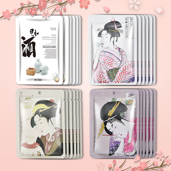[TKJP00512-02-024]MITOMO Type 2 [JP UKIYOE trial set 24 sheets] Beautiful skin face mask - Made in Japan - Best gift to moisturize your skin.