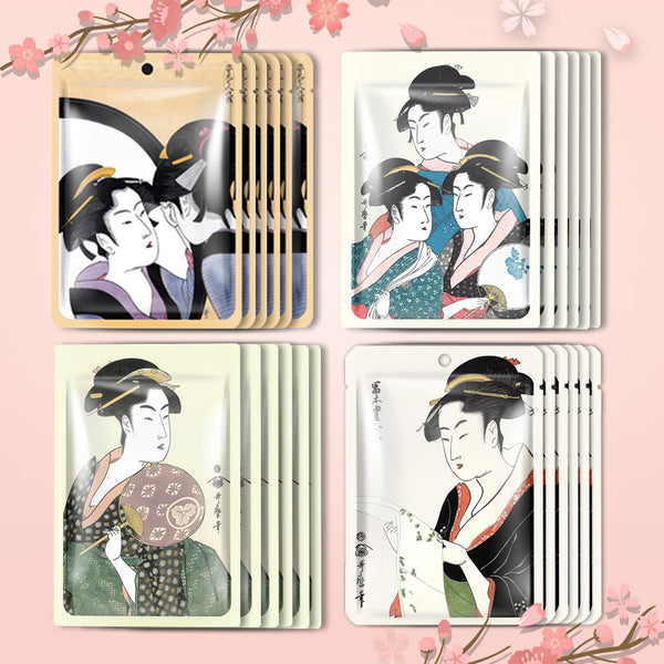 [TKJP00512-03-024]MITOMO Type 3 [JP UKIYOE trial set 24 sheets] Beautiful skin face mask - Made in Japan - Best gift to moisturize your skin.