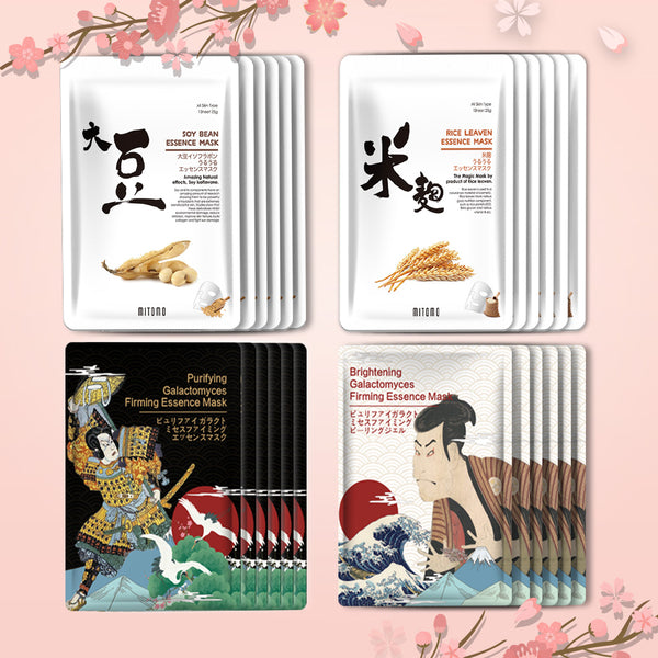 [TKJP00512-05-024]MITOMO Type 5 [JP UKIYOE trial set 24 sheets] Beautiful skin face mask - Made in Japan - Best gift to moisturize your skin.