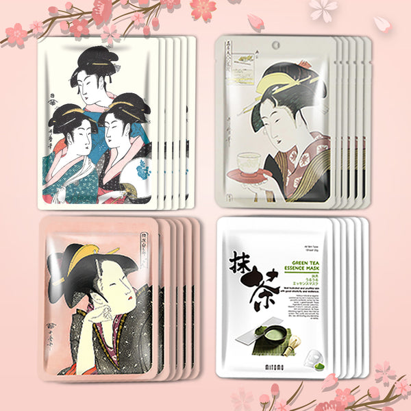 [TKJP00512-07-024]MITOMO Type 7 [JP UKIYOE trial set 24 sheets] Beautiful skin face mask - Made in Japan - Best gift to moisturize your skin.